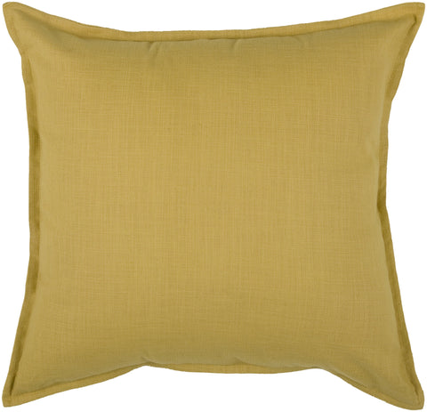 20 In. X 20 In. Yellow Decorative Pillow With Self Flange Detail