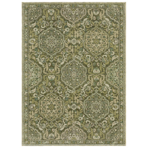 Oriental Weavers Row Andorra 3709C - 10' x 13'2" Area Rug - in Green/Gold - Vintage, Traditional, Living Room, Family Room, Dining Room, Bed Room Area Rug