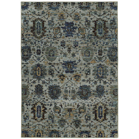 Oriental Weavers Andorra Area Rug - 7120A - 8'6" x 11'7" - in Blue/Navy - Vintage Inspired, Stain Resistant, Family and Pet Friendly, Dining, Living Room Rug