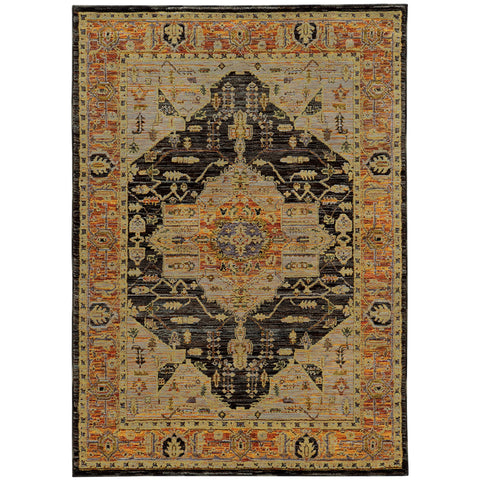 Oriental Weavers Andorra Area Rug - 7138B - 1'10" x 3'2" - in Gold/Brown - Vintage Inspired, Stain Resistant, Family and Pet Friendly, Entryway, Bathroom Accent Rug
