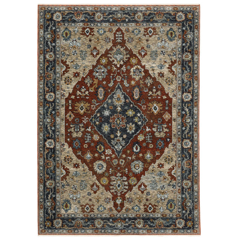 Oriental Weavers Aberdeen Area Rug - 1143H - 9'10" x 12'10" - in Rust/Blue - Vintage Inspired, Stain Resistant, Family and Pet Friendly, Family, Dining, Living Room Rug