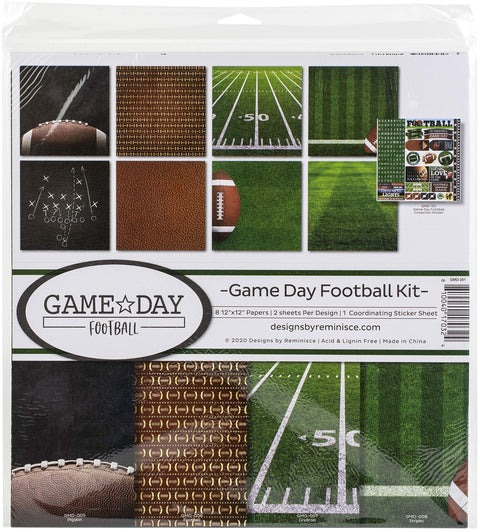 Reminisce Game Day Football Scrapbook Collection Kit Paper Crafts, Multi Color Palette, 12x12 inches