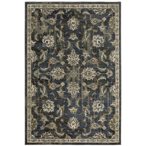 Oriental Weavers Venice Area Rug - 4333B - 3'10" x 5'5" - in Charcoal/Blue - Vintage Inspired, Stain Resistant, Family and Pet Friendly, Entrway, Bedroom Rug