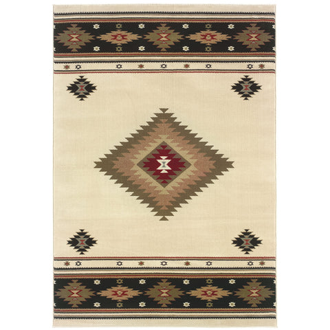 Oriental Weavers Hudson Area Rug - 087I1-1'10" x 3'3" - in Beige/Green - Southwestern Lodge Style, Stain Resistant, Family and Pet Friendly, Entryway, Bathroom Accent Rug
