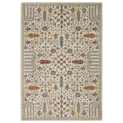 Oriental Weavers Andorra Area Rug - 2449B - 8'6" x 11'7" - in Ivory/Gold - Vintage Bohemian Style, Stain Resistant, Family and Pet Friendly, Dining, Living Room Rug