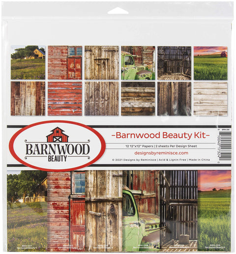 Reminisce Barnwood Beauty Scrapbook Collection Kit Paper Crafts, Multi Color Palette 12x12 inches