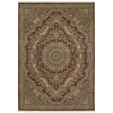 Oriental Weavers Masterpiece Area Rug - 8022R - 9'10" x 12'10" - in Red/Gold - Vintage Inspired, Stain Resistant, Family and Pet Friendly, Family, Dining, Living Room Rug