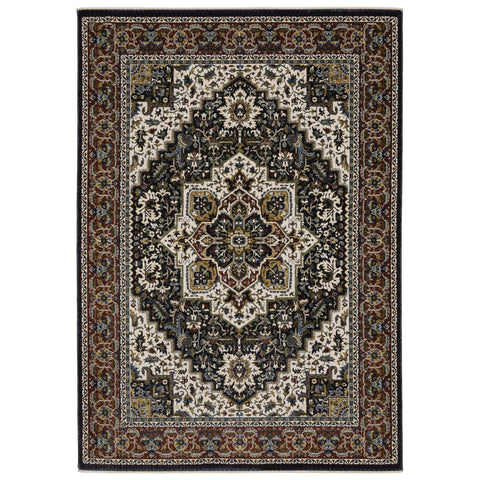 Oriental Weavers Vivian Area Rug - VI06C - 9'10" x 12'10" - in Navy/Multi - Vintage Inspired, Stain Resistant, Family and Pet Friendly, Family, Dining, Living Room Rug