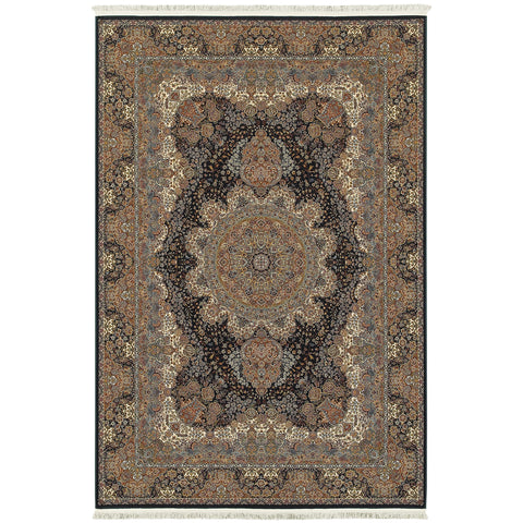 Oriental Weavers Masterpiece Area Rug - 5501K - 7'10" x 10'10" - in Dark Blue/Multi - Vintage Inspired, Stain Resistant, Family and Pet Friendly, Dining, Living Room Rug