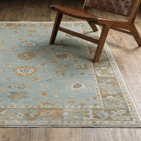 Oriental Weavers Maeve Area Rug - MAE06-9'10" x 12'10" - in Teal/Rust - Vintage Inspired, Stain Resistant, Family and Pet Friendly, Family, Dining, Living Room Rug