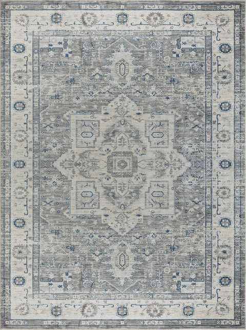 Pasargad Home Turkish Heritage Collection Area Rug, Fabric Oriental Grey and Ivory Rugs for Living Room, Bedroom, Home Dining - 12' 0" X 15' 0"