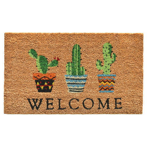 Calloway Mills Cactus Welcome Front Indoor Outdoor Doormat, Heavy Duty Natural Coir Outside Floor mat for Entryway and Patio, 24"x36"