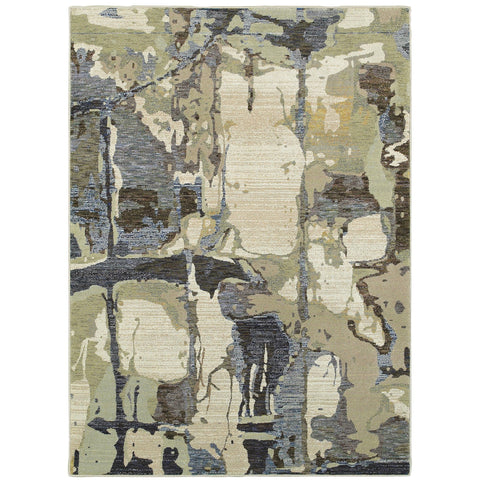 Oriental Weavers Evolution Area Rug - 8027A - 8'6" x 11'7" - in Blue/Grey - Modern Style, Stain Resistant, Family and Pet Friendly, Dining, Living Room Rug