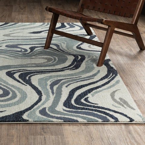 Oriental Weavers Row Gemma GEM09-9'10" x 12'6" Area Rug - in Blue/Grey - Modern, Contemporary, Living Room, Family Room, Dining Room, Bed Room Area Rug