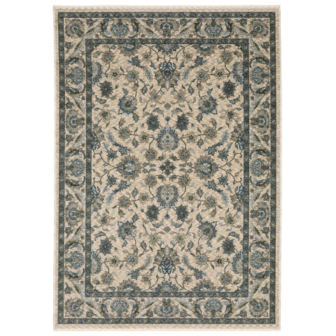 Oriental Weavers Aberdeen Area Rug - 070I1-9'10" x 12'10" - in Beige/Blue - Vintage Inspired, Stain Resistant, Family and Pet Friendly, Family, Dining, Living Room Rug