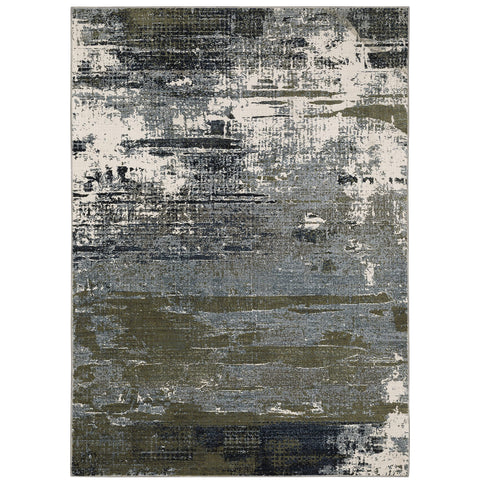 Oriental Weavers Caravan Area Rug - 8020L - 9'10" x 12'10" - in Blue/Green - Modern Style, Stain Resistant, Family and Pet Friendly, Family, Dining, Living Room Rug
