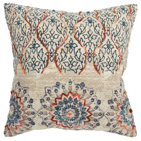 Rizzy Home Medallion 20" x 20" Poly Filled Pillow with Cotton Cover-Natural