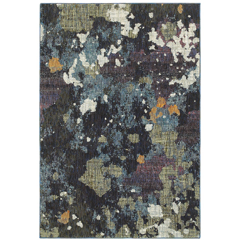 Oriental Weavers Evolution Area Rug - 8029A - 10' x 13'2" - in Navy/Green - Modern Style, Stain Resistant, Family and Pet Friendly, Family, Dining, Living Room Rug