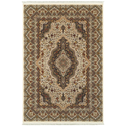 Oriental Weavers Masterpiece Area Rug - 5560W - 9'10" x 12'10" - in Ivory/Multi - Vintage Inspired, Stain Resistant, Family and Pet Friendly, Family, Dining, Living Room Rug