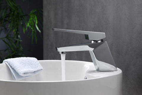 Kube AFB13CH Aqua Siza Single Lever Modern Bathroom Vanity Faucet - Chrome