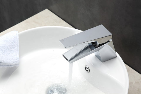 Kube AFB13CH Aqua Siza Single Lever Modern Bathroom Vanity Faucet - Chrome
