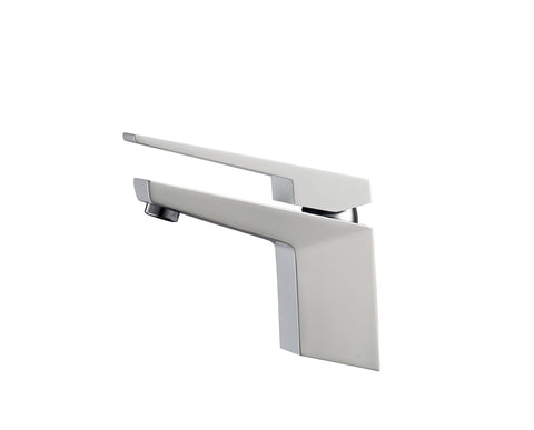 Kube AFB13WH Aqua Siza Single Lever Modern Bathroom Vanity Faucet - Matt White