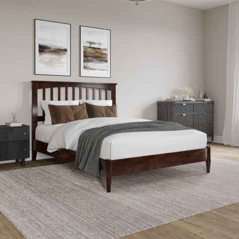 Becket Full Solid Wood Low Profile Platform Bed in Walnut