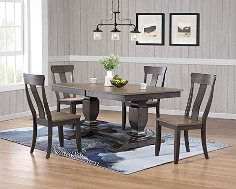 Iconic Furniture Company 5 Piece Dining Set, Grey Stone Black Stone