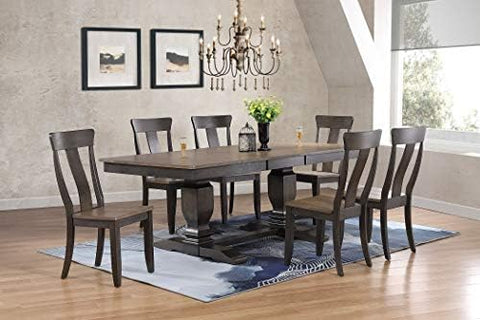 Iconic Furniture Company 7 Piece Dining Set, Grey Stone And Black Stone
