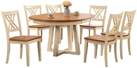 Iconic Furniture Company RD45-CRS-CH56-CL-BI 7PC 7 Piece Dining Set, Caramel (CL)/Biscotti (BI)