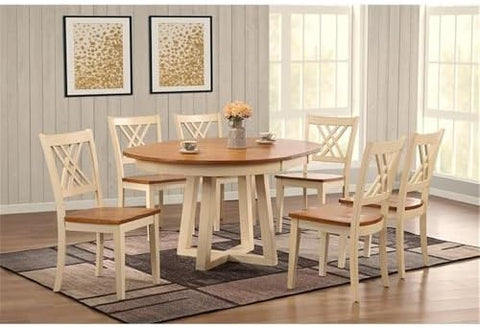 Iconic Furniture Company RD45-CRS-CH56-CL-BI 7PC 7 Piece Dining Set, Caramel (CL)/Biscotti (BI)