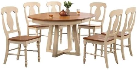 Iconic Furniture Company RD45-CRS-CH53-CL-BI 7PC 7 Piece Dining Set, Caramel (CL)/Biscotti (BI)