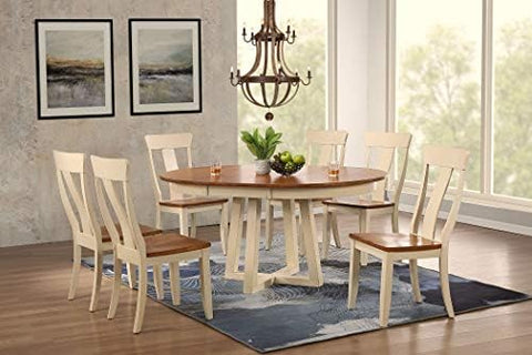 Iconic Furniture Company RD45-CRS-CH57-CL-BI 7PC 7 Piece Dining Set, Caramel (CL)/Biscotti (BI)