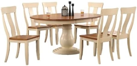 Iconic Furniture Company 7-Pc Panel Wood Bella Dining Set in Caramel/Biscotti