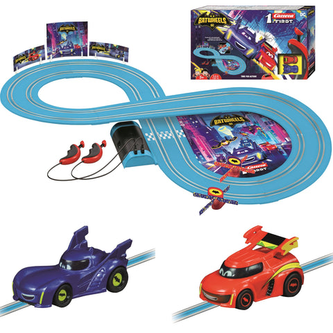 Carrera First Batwheels Slot Car Race Track - Includes 2 Cars: Bam and Redbird - Battery-Powered Beginner Toy Racing Set for Kids Ages 3 Years and Up