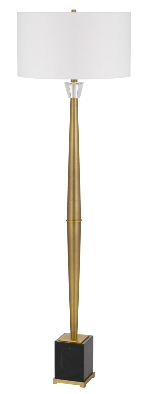 150W 3 way Salford metal floor lamp with crystal font / marble base and drum hardback fabric shade