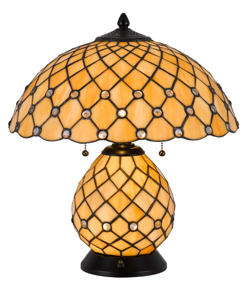 60W x 2 Valetta tiffany table lamp with 2W integrated LED night light