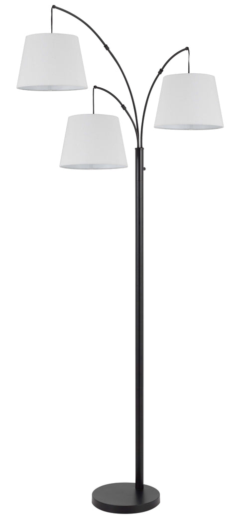 60W x 3 Vardon metal arc floor lamp with hardback fabric shade