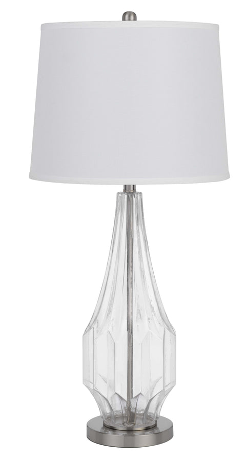 150W 3 way Walham glass table lamp with hardback fabric shade (sold in pairs)