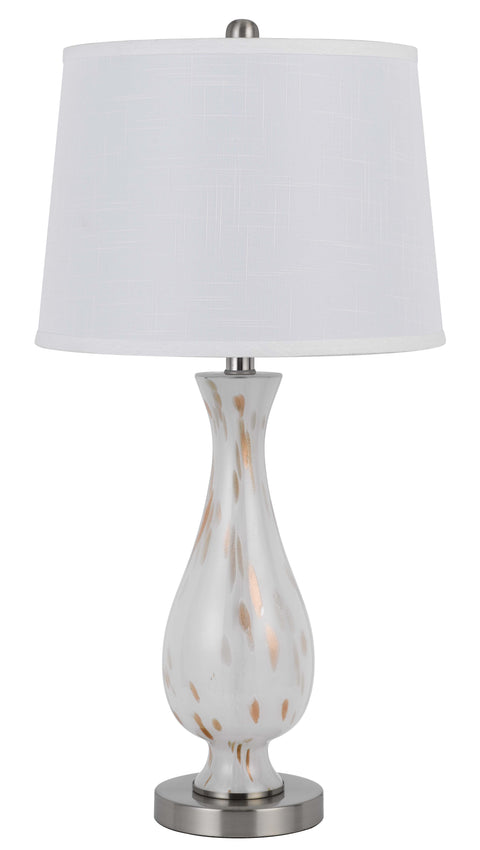 150W 3 way Abinger glass table lamp with hardback fabric shade (sold in pairs)