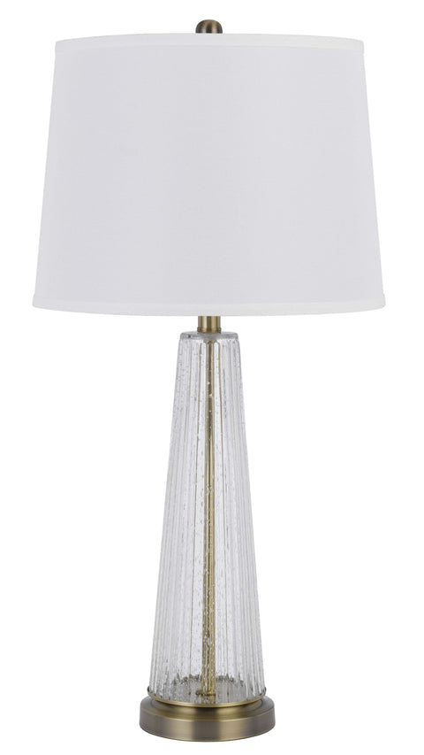 150W 3 way Huxley glass table lamp with hardback fabric shade (sold in pairs)
