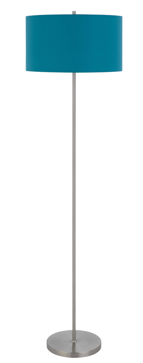 150W 3 wayt Cromwell metal floor lamp with aqua blue linen shade