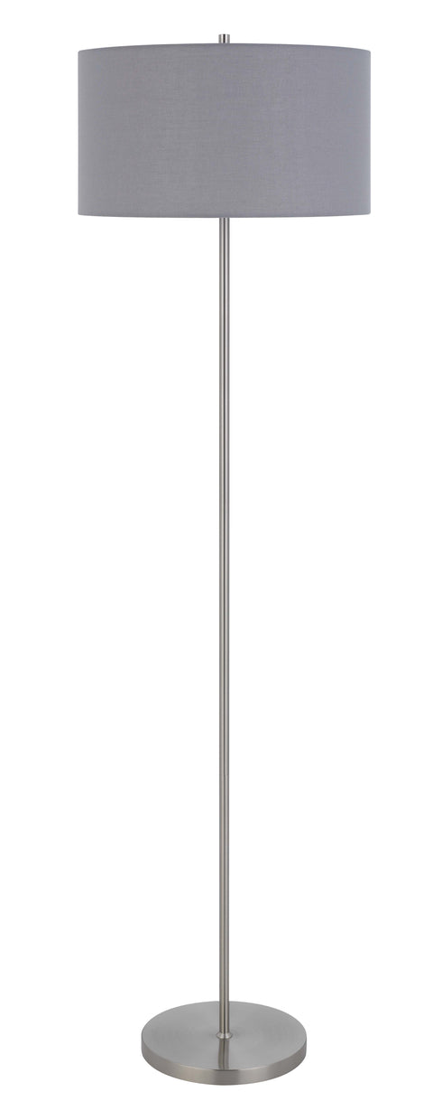 150W 3 wayt Cromwell metal floor lamp with gray linen shade