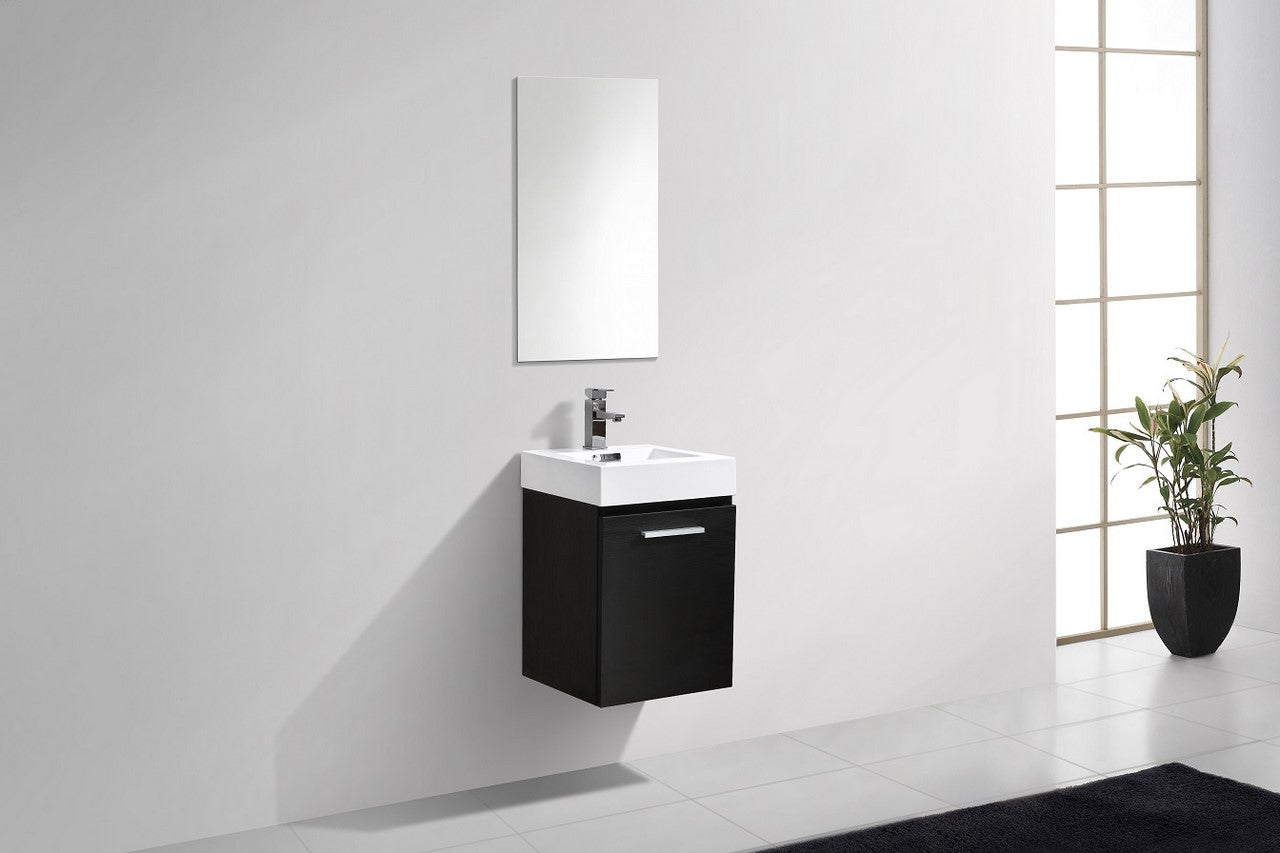 Kube BSL16-BK Bliss 16" Black Wall Mount Modern Bathroom Vanity