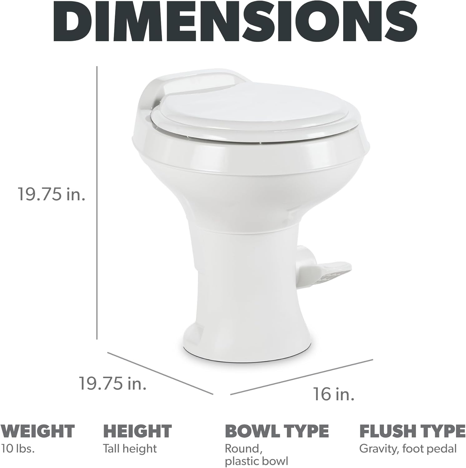 300 SERIES WHITE STANDARD HEIGHT 18IN