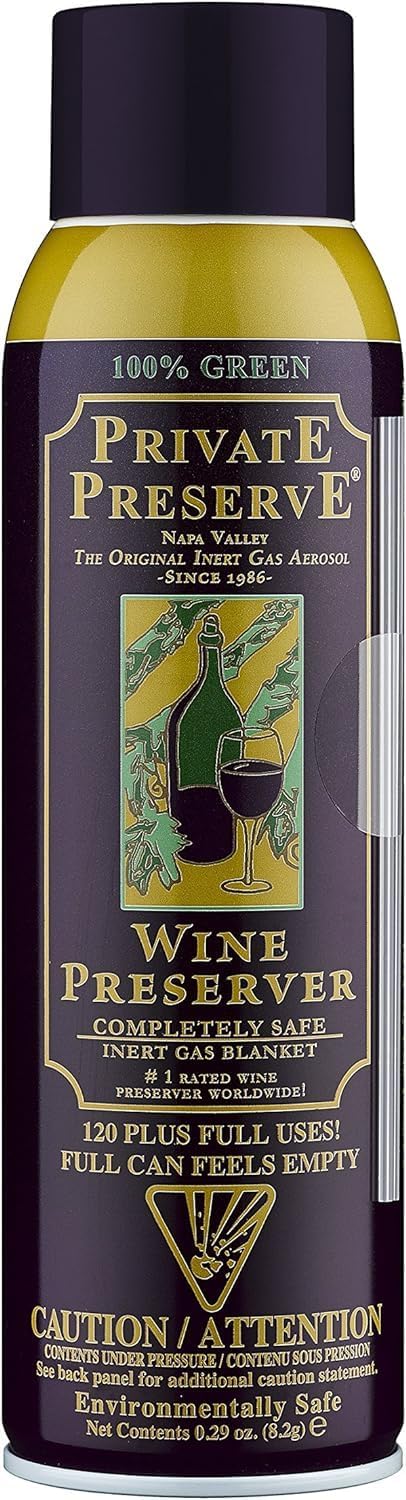 Private Preserve Wine Preservation System 100 Percent Green Gas Based Suitable For All Wine Port Sake Cognac Whiskey Fine Oil & Vinegar 0.29 Ounce (Pack of 1)