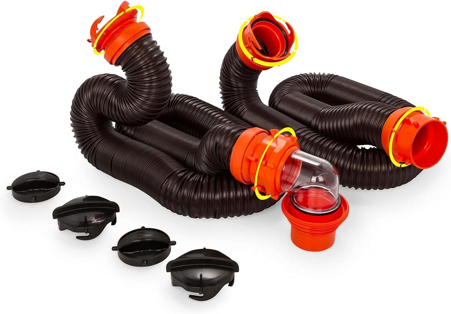 Camco RhinoFLEX 20 and 39 Sewer Hose Kit w/4 In 1 Elbow Caps