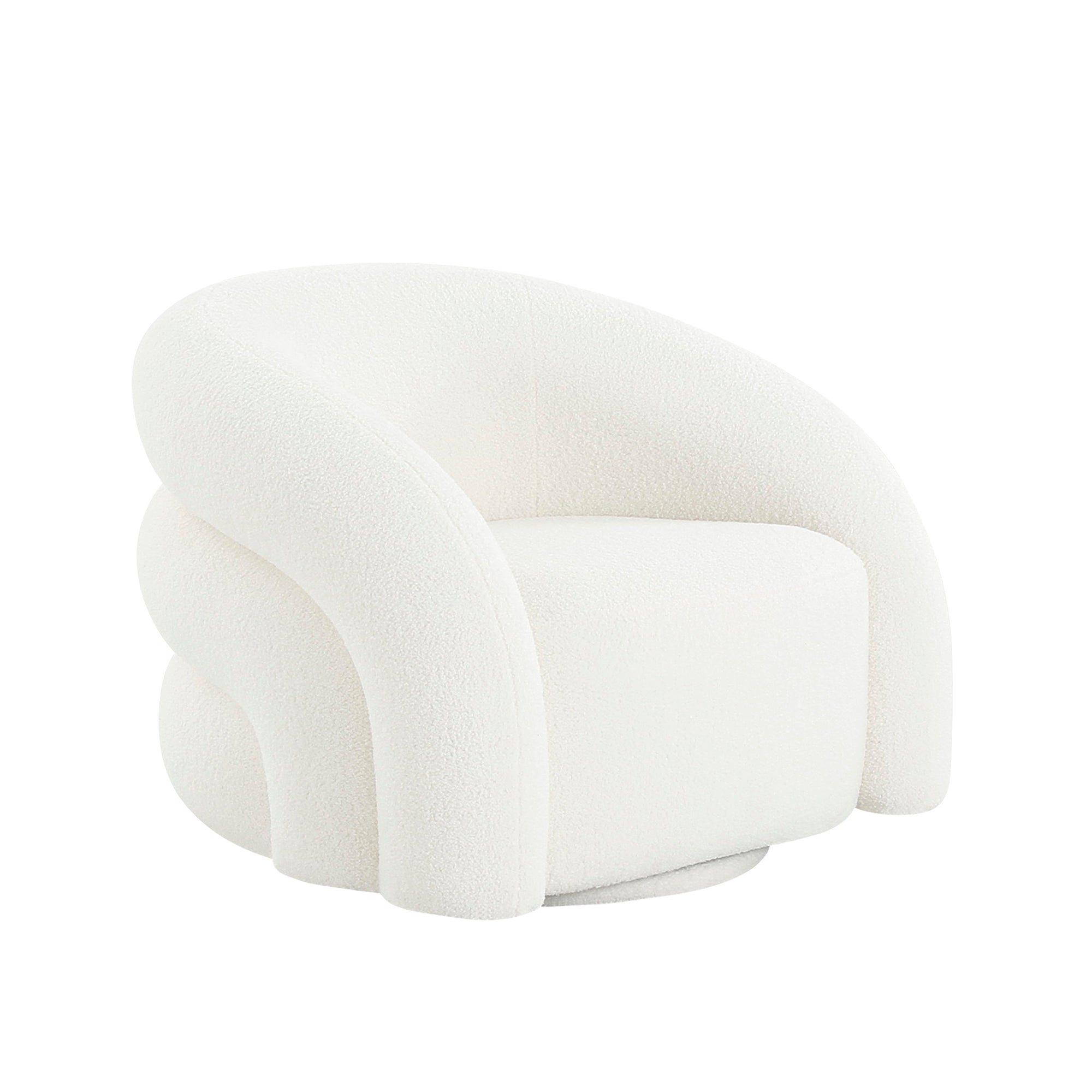 Pasargad Home Azzurro Upholstered Swivel Loungechair Ivory