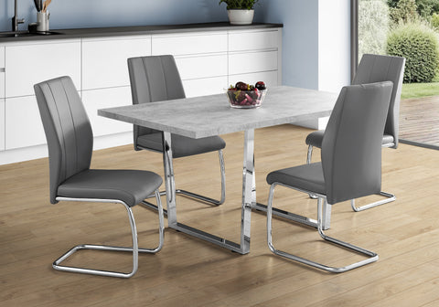 Dining Table, 60" Rectangular, Kitchen, Dining Room, Grey Laminate, Chrome Metal, Contemporary, Modern