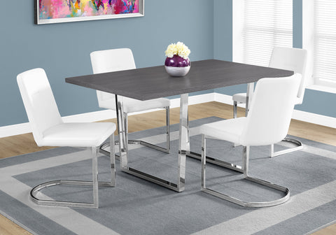 Dining Table, 60" Rectangular, Kitchen, Dining Room, Grey Laminate, Chrome Metal, Contemporary, Modern
